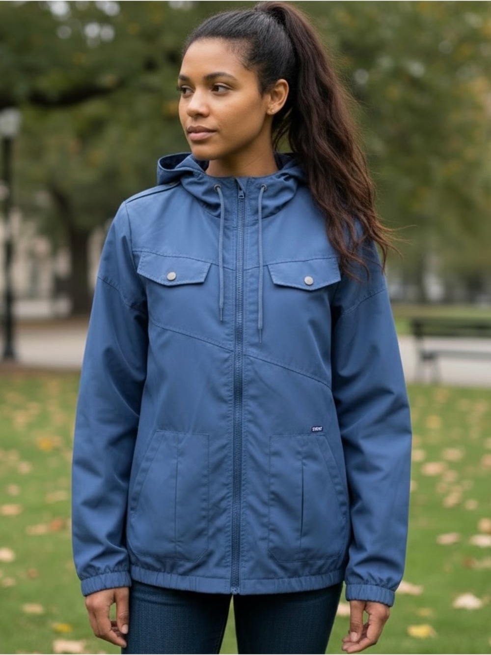 Volcom Women's Blue Hooded Utility Jacket